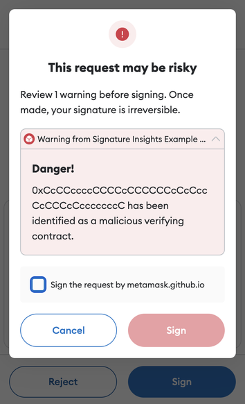 Signature insights warning